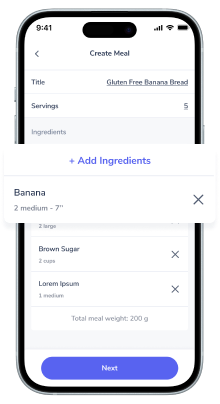 a picture of a phone adding a new meal to the api