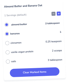 a picture displaying a shopping list for almond butter and banana oat