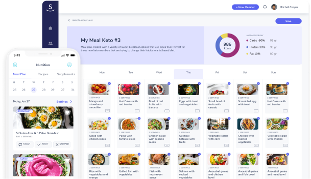A picture showing a meal plan generated on the Suggestic Platform.